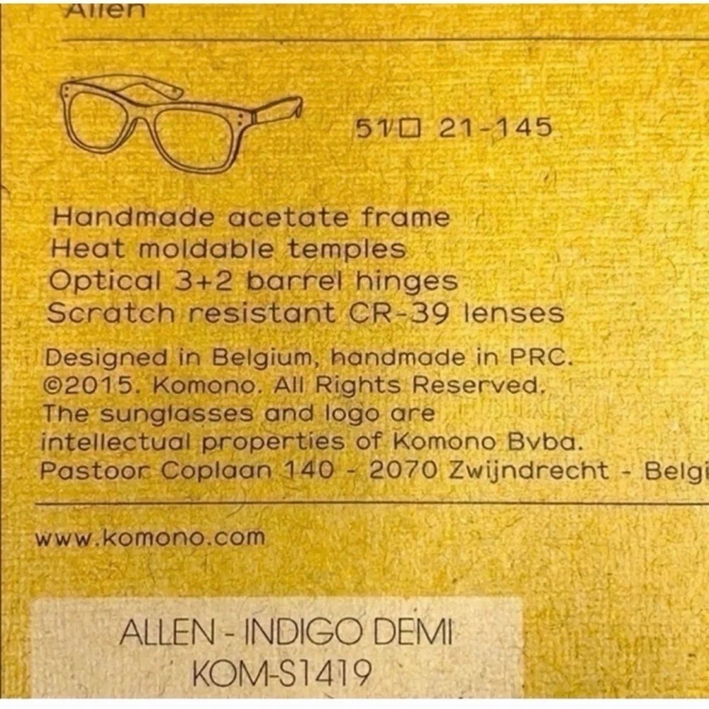 Komono Sunglasses NEW Navy Tortoise The Allen Indigo Demi wayfarer